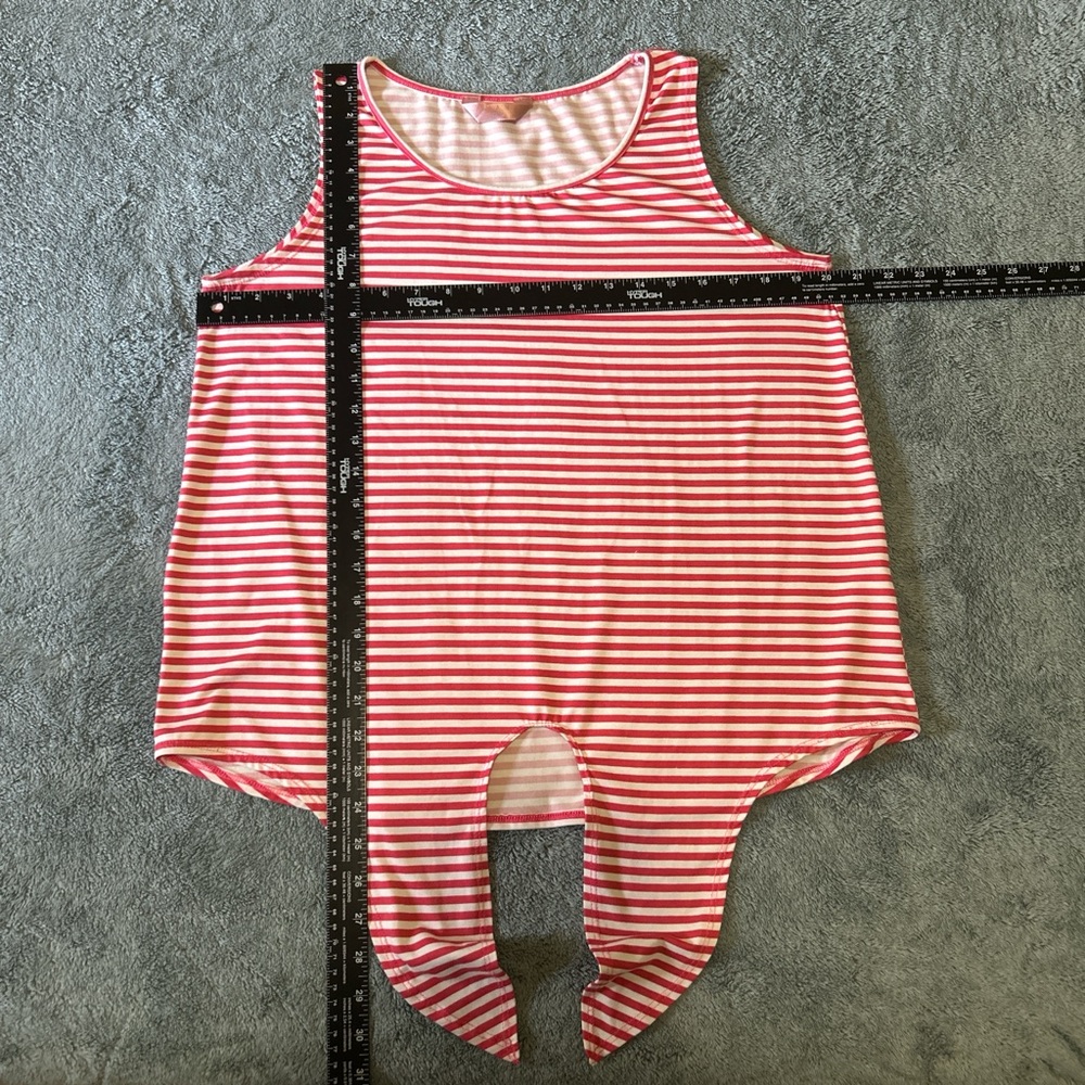 Amana Red & White Striped Tie-Front Sleeveless Tank Top | Summer Nautical Vibe - Picture 6 of 6